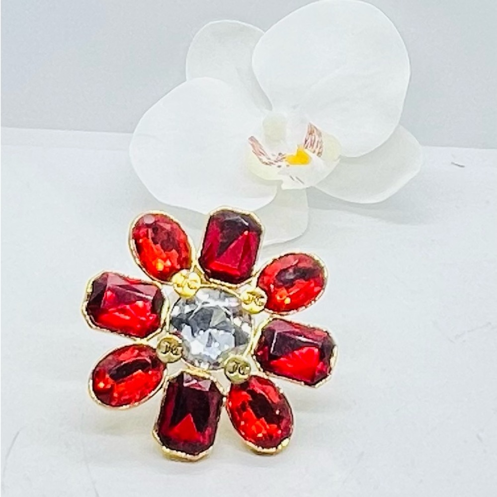 Brand New, Juicy Couture Red Crystal Flower Brooch Pin